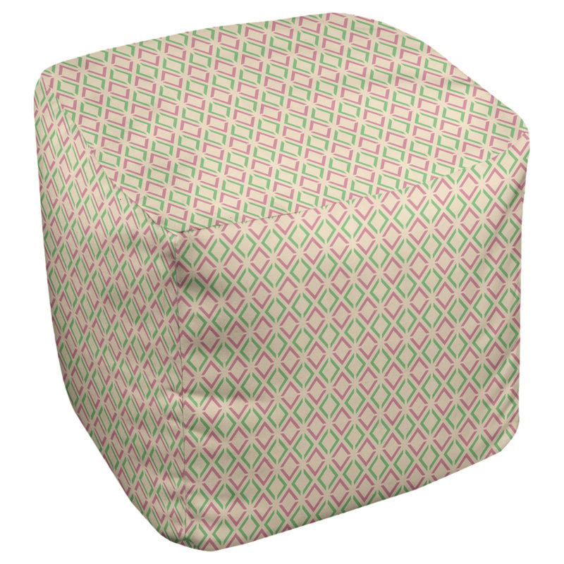Repose-pieds bleu sarcelle à losanges et flèche orange, H 14,5 po x l 87 po x P 13 po, Jaune / Vert / Rose