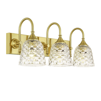 3-Light Dimmable Vanity Light With Geometric Patterned Glass