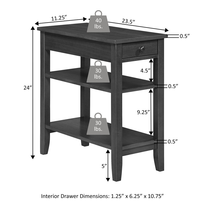 Carbin 24" H 1-Drawer End Table with Built-In Outlets, Natural
