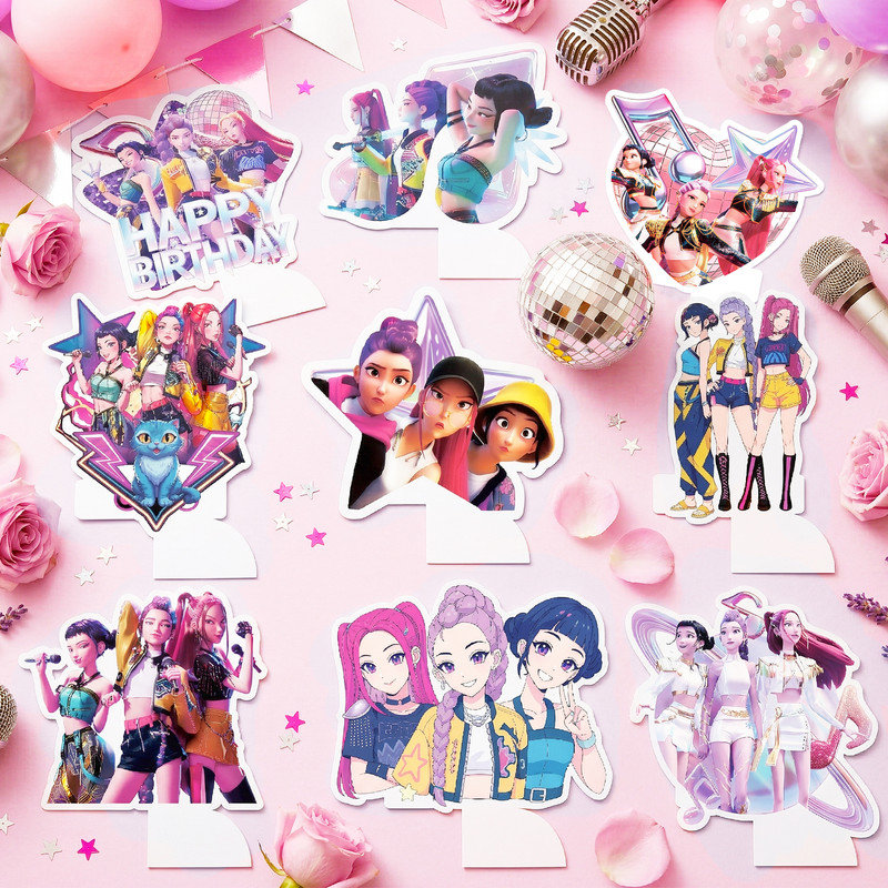 9 pièces de décorations d'anniversaire KPOP Demon Hunters Honeycomb