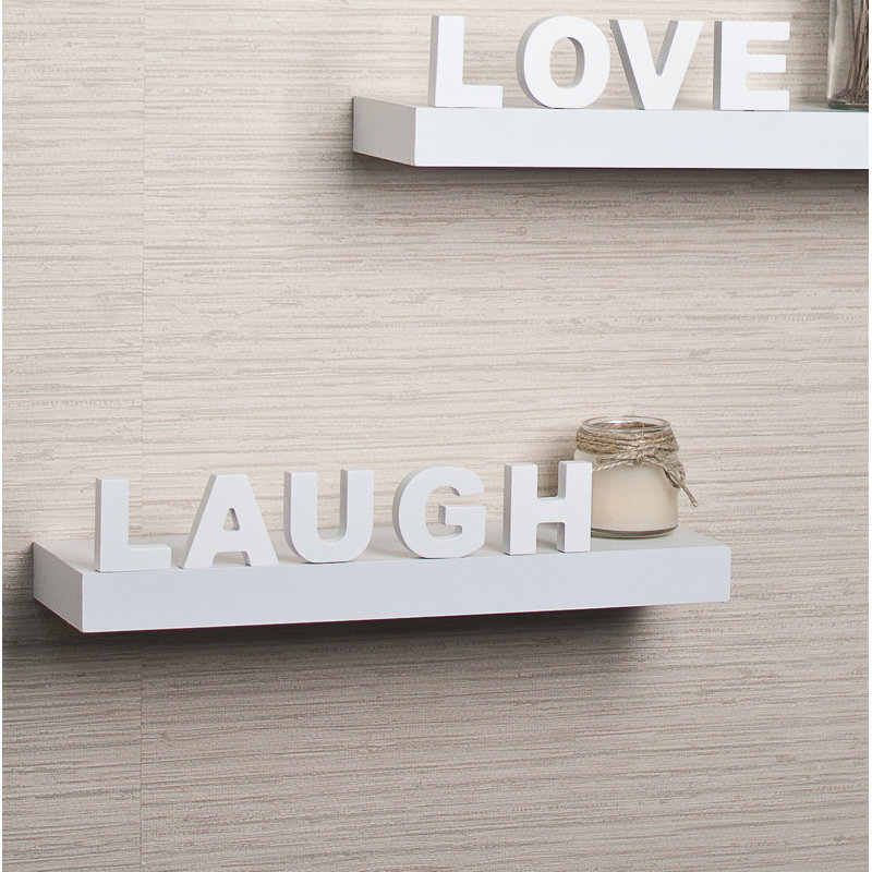 Ensemble de tablettes flottantes 3 pièces « Live, Laugh, Love » Akasya, Blanc