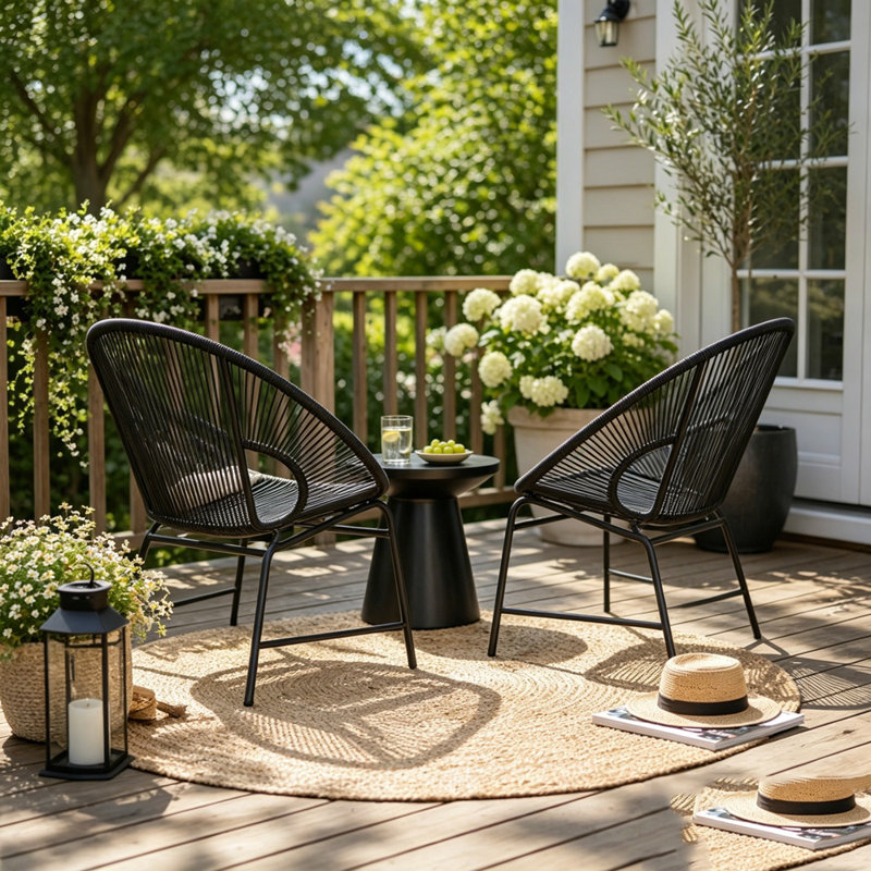 Ensemble de chaises de patio en osier, Black
