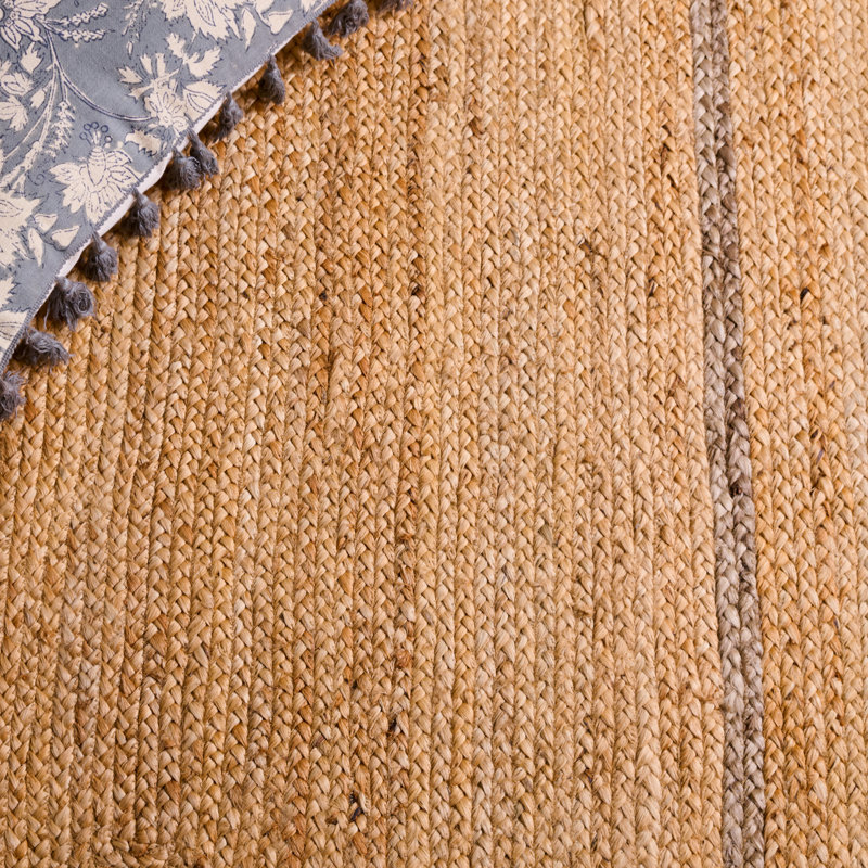 Natural Fiber Handwoven Jute Geometric Indoor Use Only Rug, Rectangle 5' x 8'