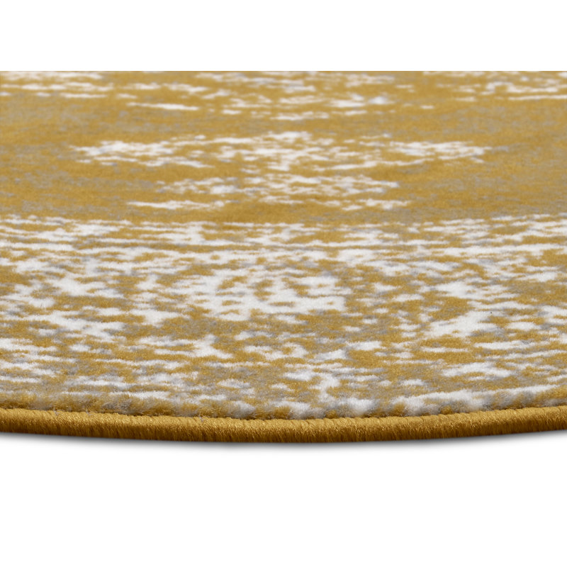 Designer velor rug, Mridional Mustard, Round 160cm