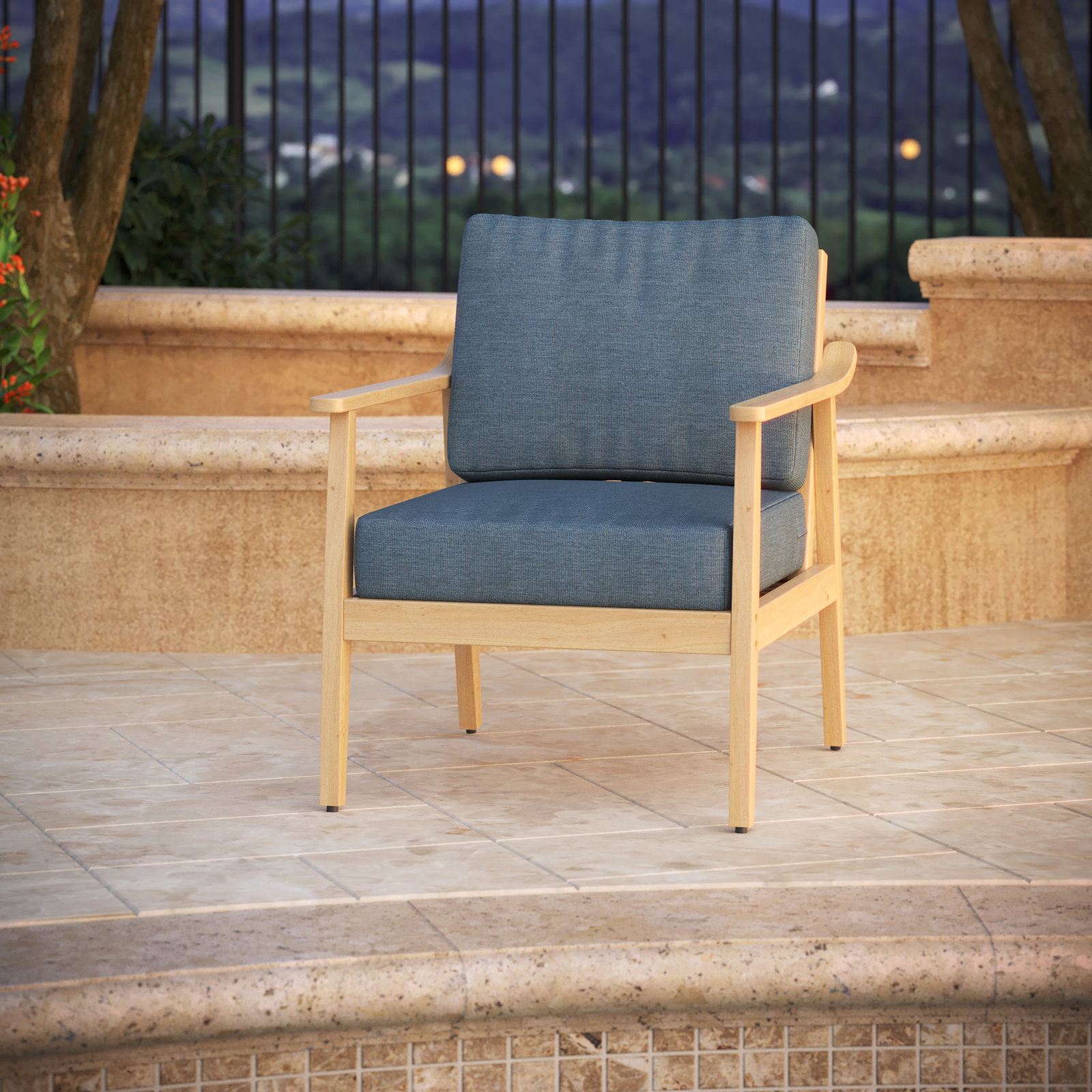 Lani Outdoor Sunbrella Seat/Back Cushion, Sunbrella® Spectrum Denim