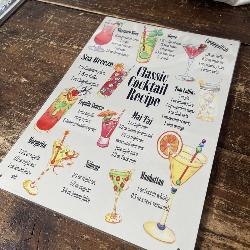 Handmade Food & Beverage Wall Decor on Metal, 60cm H x 40cm W