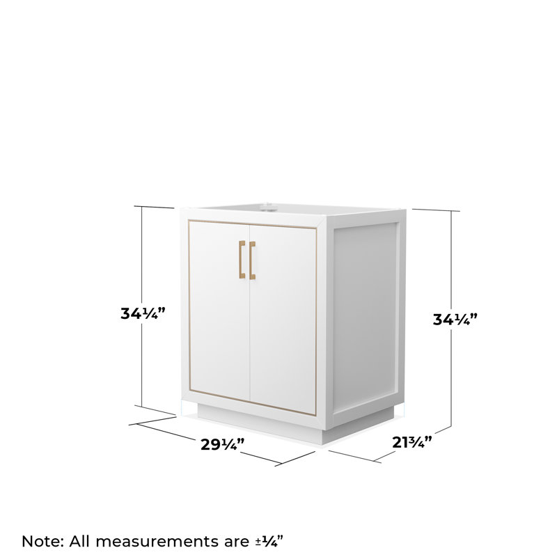 Base de meuble-lavabo double 30 po Icon, Blanc / bronze satiné