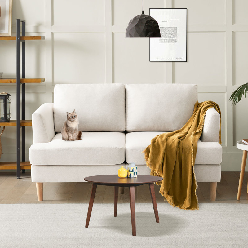 Ebern Designs Yannel 57'' Linen Square Arm Loveseat | Wayfair