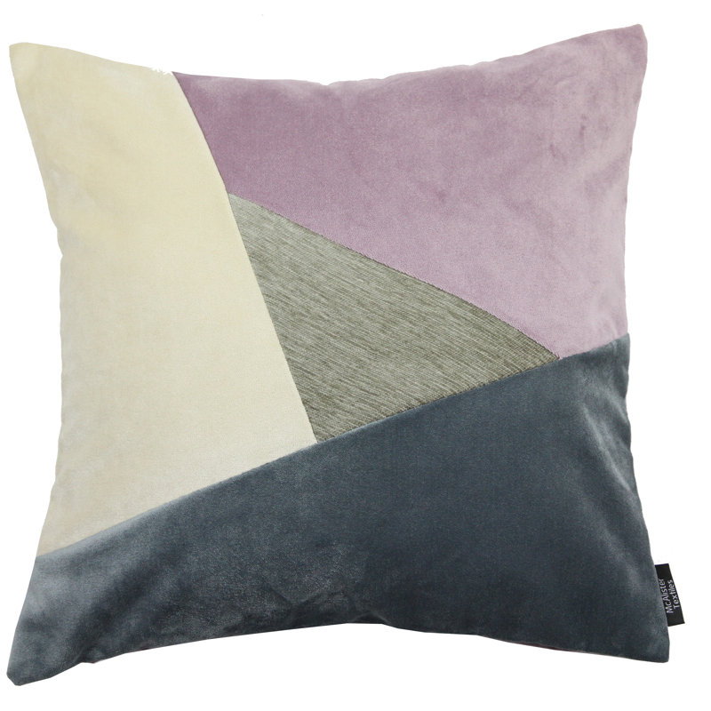 Epicurus Patchwork Square Cushion, 60 x 60cm, Heather/Cream
