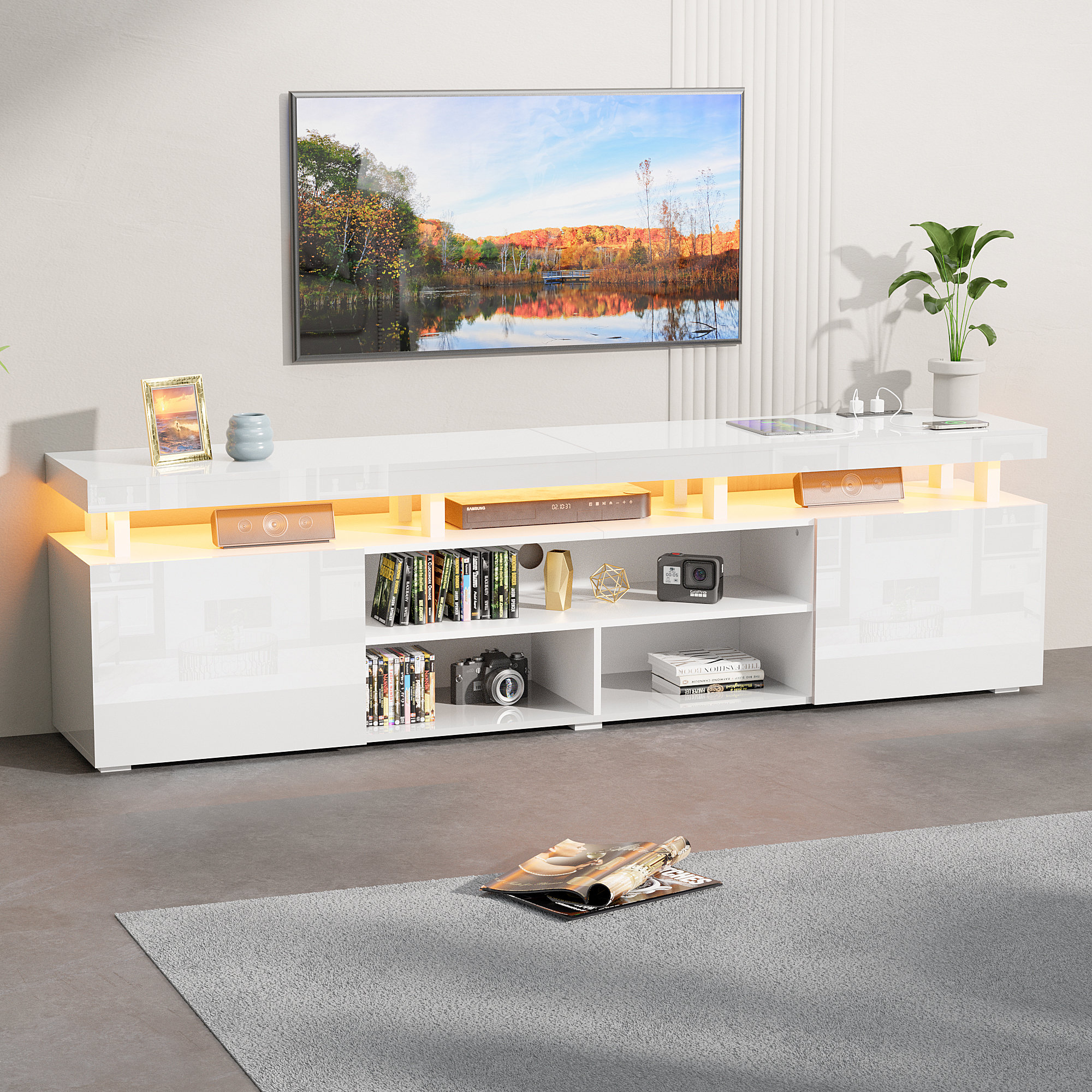 Wrought Studio™ LED TV Stand For Up To 90 Inch Tvs, Modern ...