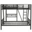 Twin over Full Bunk Bed with Loft Attached 117.3x78x67 inches Metal Single Piece Triple Bunk Bed Black with Desk and Metal Guardrails