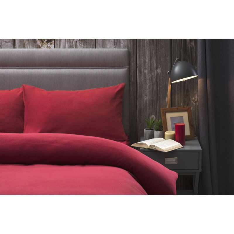 Cotton Solid Colour Duvet Cover Set with Pillowcases Included, Charcoal, Double Duvet Cover + 2 Standard Pillowcases