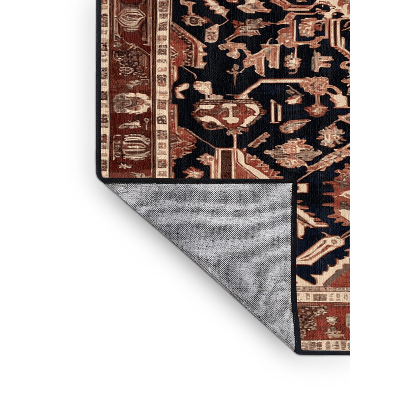 Machine Washable Persian Brown Area Rug, Round 7'