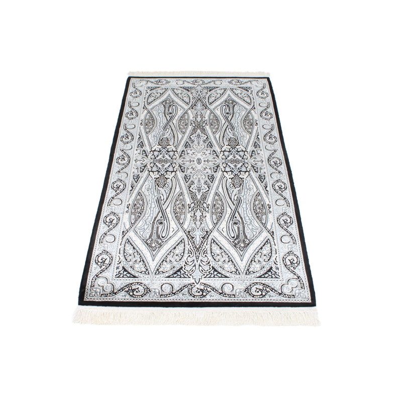 Tapis turc noir et ivoire 3x5