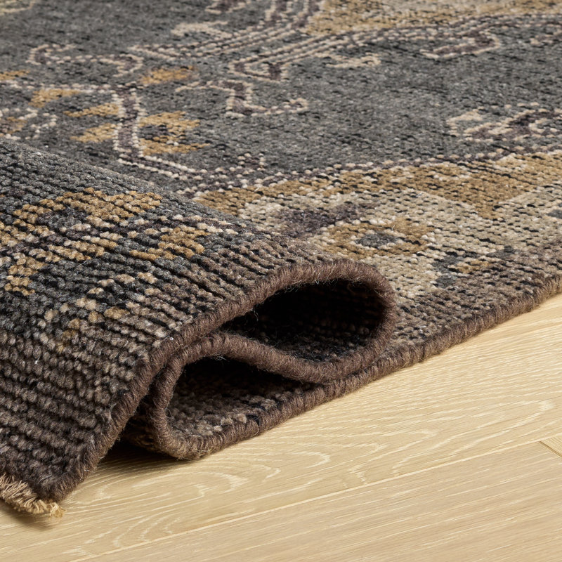 Tapis oriental en laine noué à la main Kline, Charcoal, Rectangle 6 pi x 9 pi