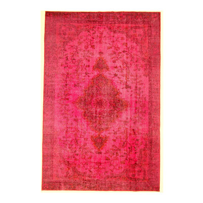 Hand Knotted Oriental Area Rug in Pink
