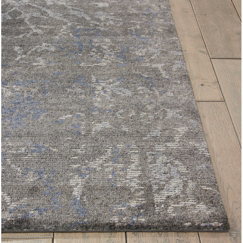 Tapis charbon noué à la main Culbreth, Tapis de couloir 2 pi 3 po x 8 pi