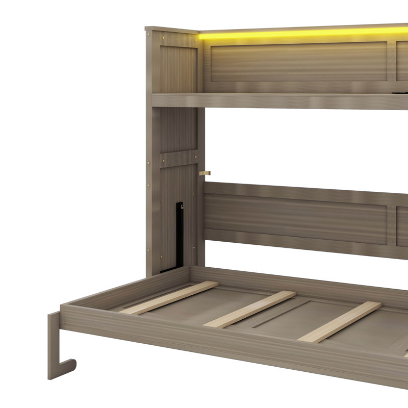 Lit escamotable simple TG avec bureau intégré, éclairage DEL et port de charge USB