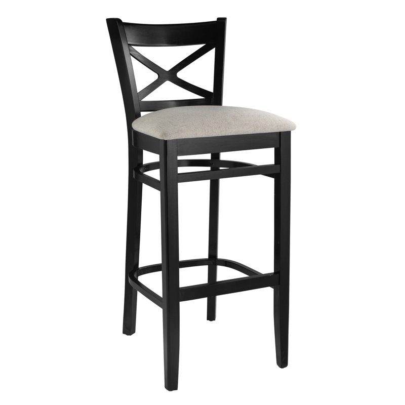Lieb Upholstered Counter Stool with Solid Wood Frame, Black
