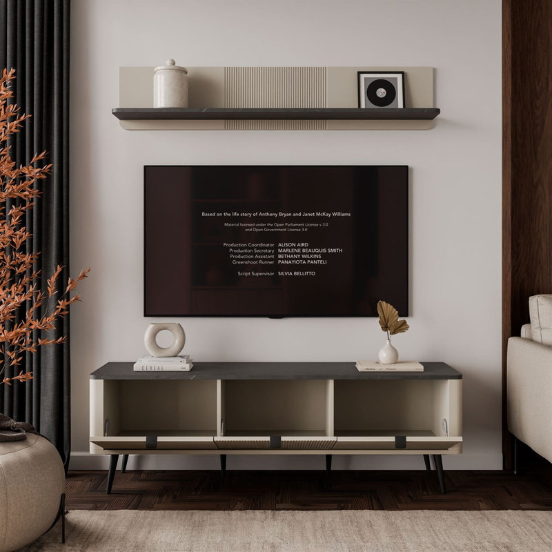 TV Stand for TVs up to 50", cashmere / grey stone