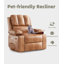 Fauteuil inclinable en cuir avec 2 porte-gobelets et une poche latérale-1054156107