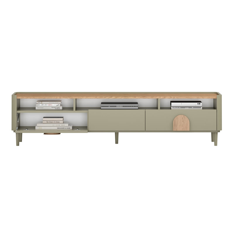 Sadeen Unfinished TV Stand for TVs up to 77", Green/Brown