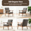 Chaise d'appoint de style Mid-Century moderne avec structure en bois massif et accoudoirs à cadre ouvert, fauteuil en microfibre d'aspect cuir, siège et coussin de dossier rembourrés pour le salon, la chambre et le bureau-1857976830