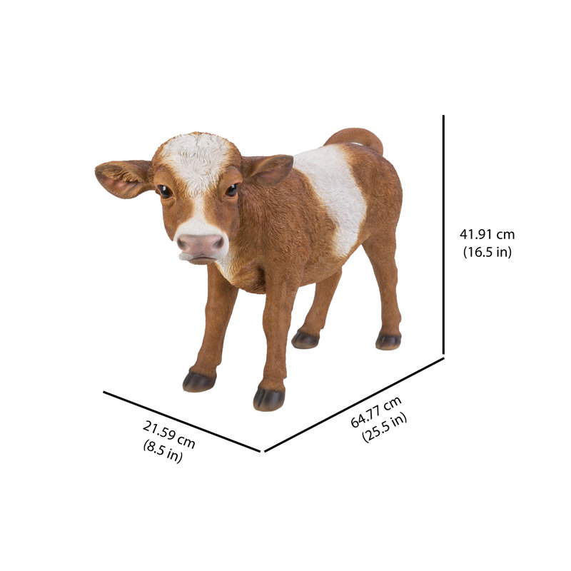 Brown and White Polyresin Standing Cow Statue