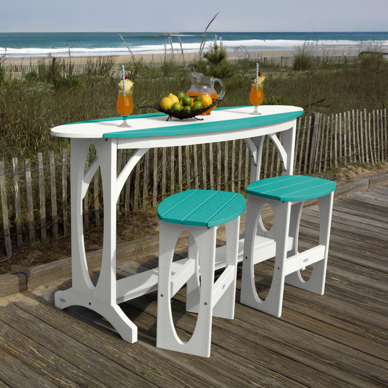 Ensemble de balcon à hauteur de bar 3 pièces Shoreline, Blanc / bleu verre de mer
