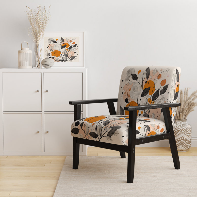 Fauteuil rembourré rétro rétro en terre cuite avec fleurs sauvages Illustration