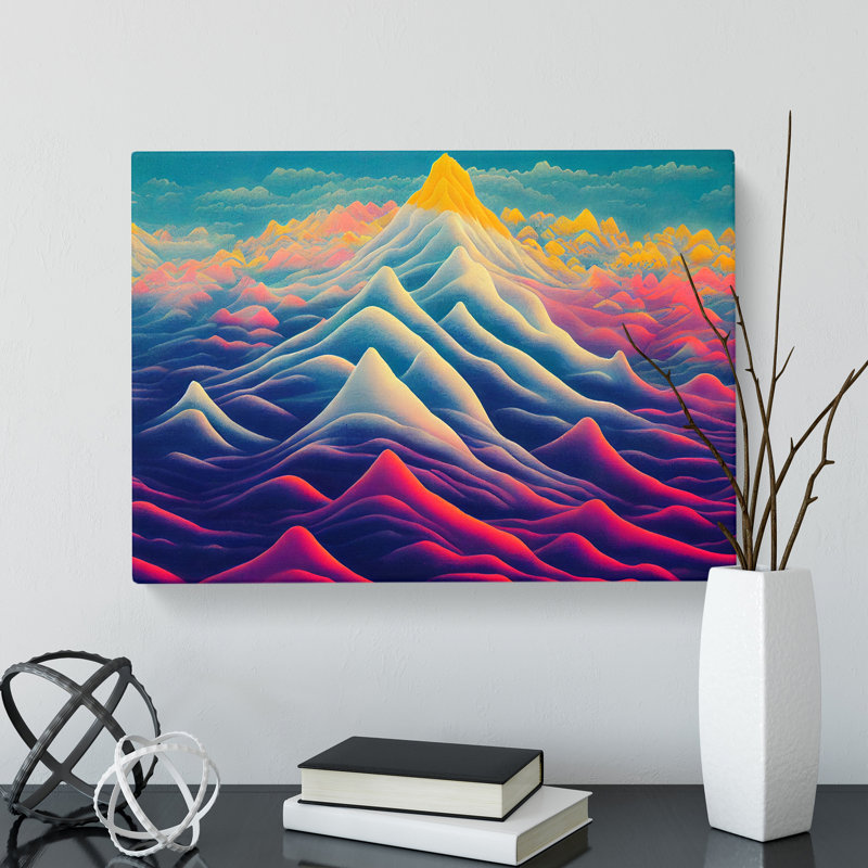 Placid Colourful Mountain Abstract - Wrapped Canvas, 35cm H x 50cm W x 3cm D