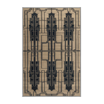 Machine Washable Art Deco Gray Area Rug