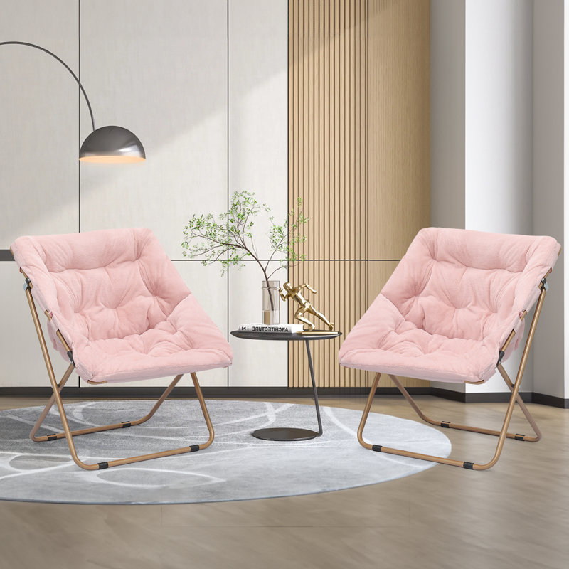 Chaise de salle à manger Ariadnna, Fausse fourrure rose, Non