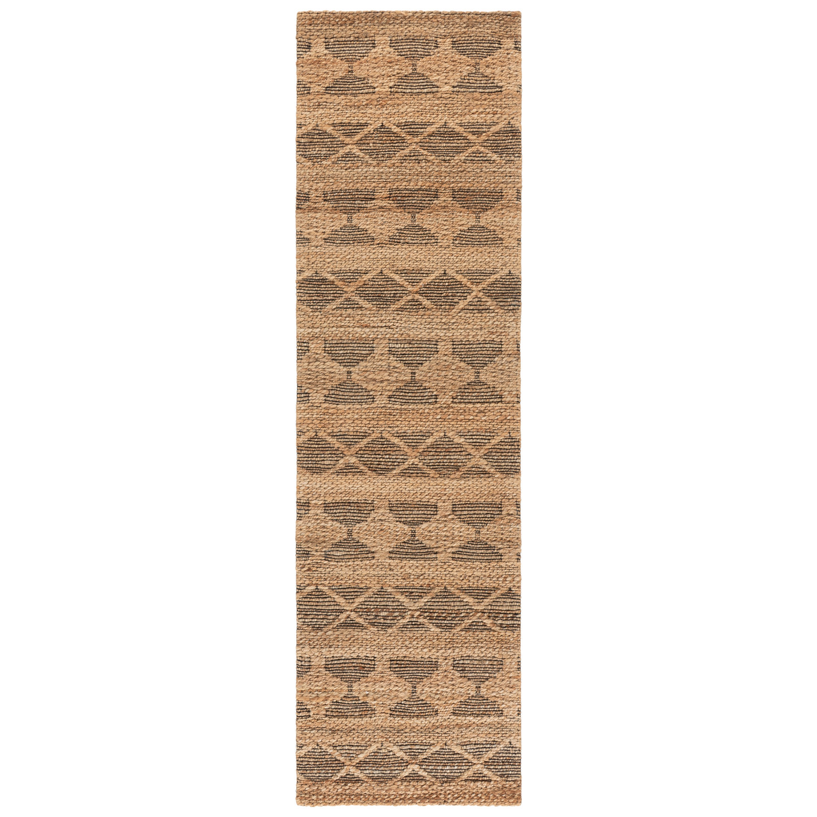 Natural Fiber Hand Woven Jacquard Performance Geometric Indoor Rug, 2'-3" X 8'-0" Runner