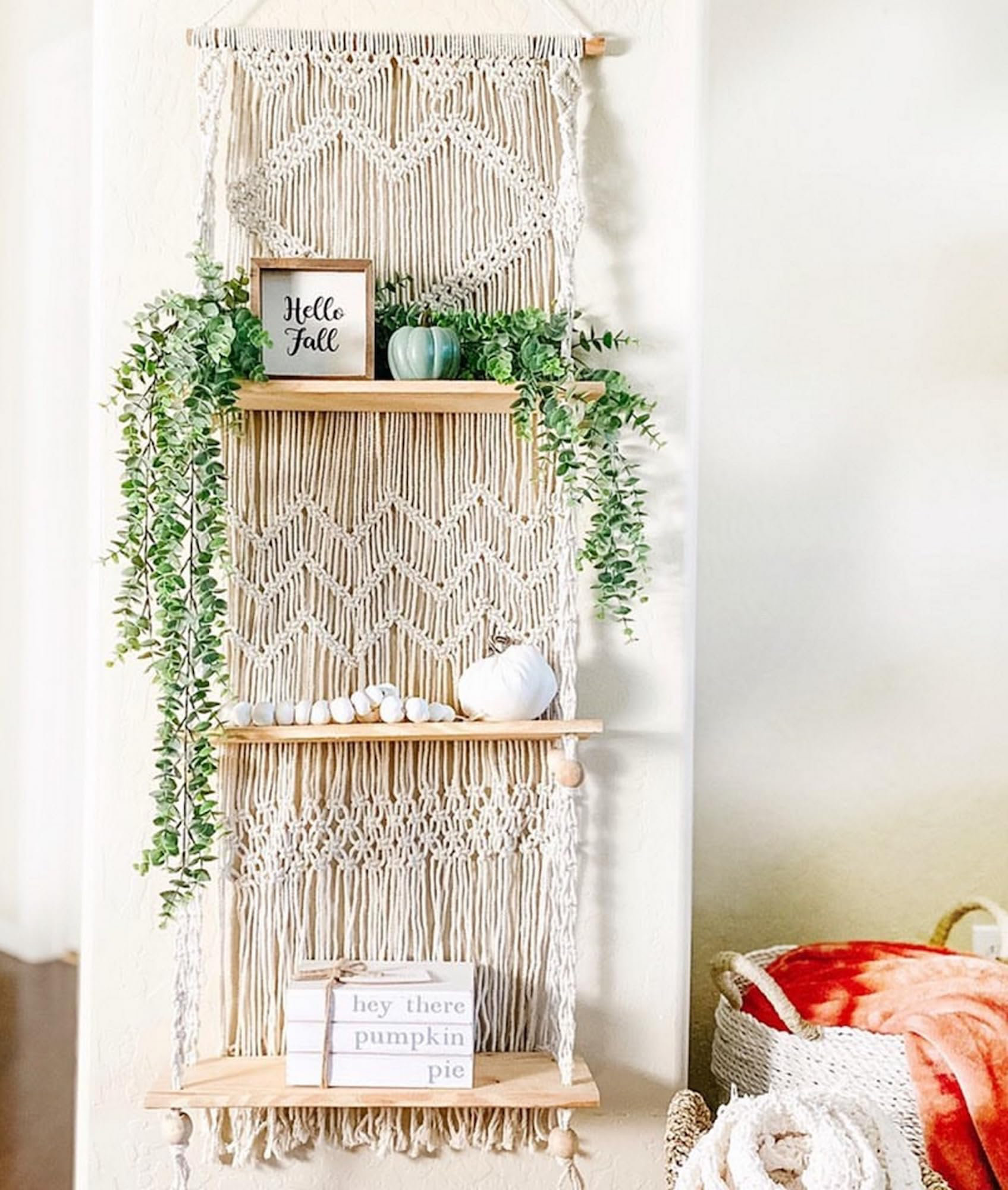 Dakota Fields Macrame Wall Hanging Shelf - 3 Tier Wall Plant Hanger ...