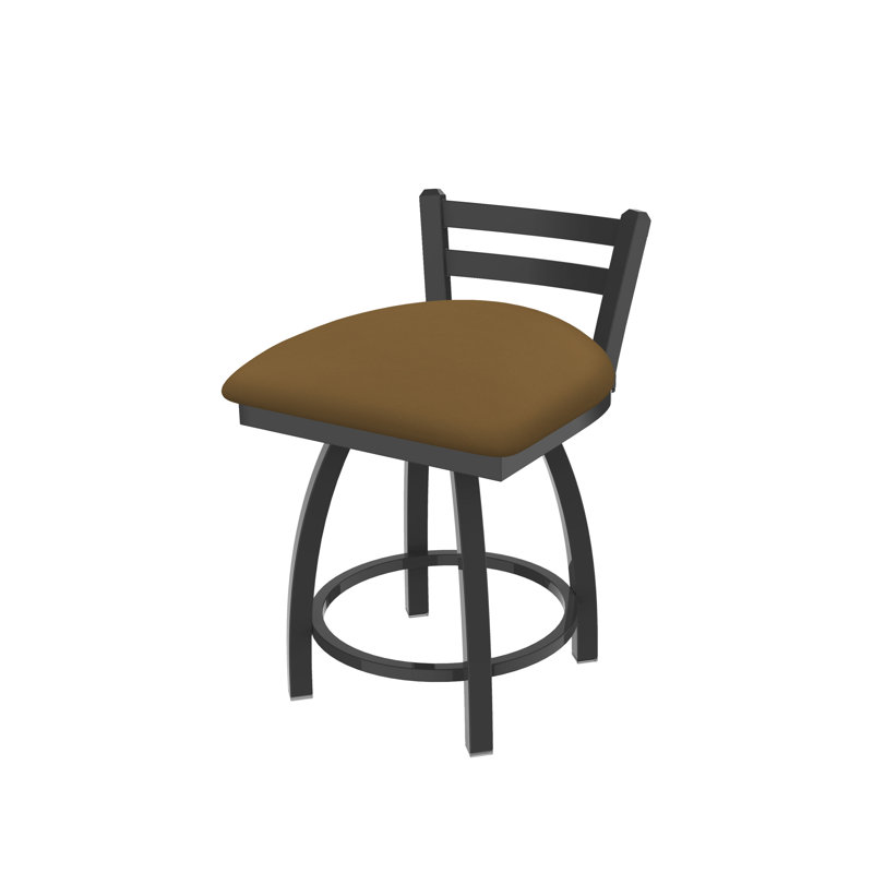 Jackie 18" Tall Metal Vanity Stool, Vinyl-Canter Saddle, Pewter