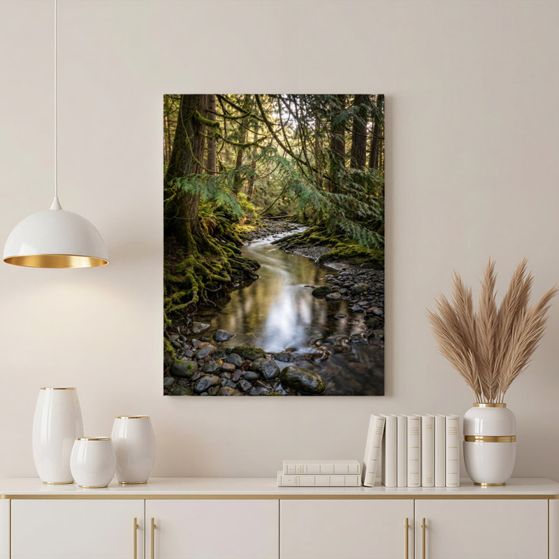 Art mural sur toile Gallery Wrap pour le salon, la chambre à coucher, le bureau ou le vestibule - décoration murale décorative avec ruisseau Forest