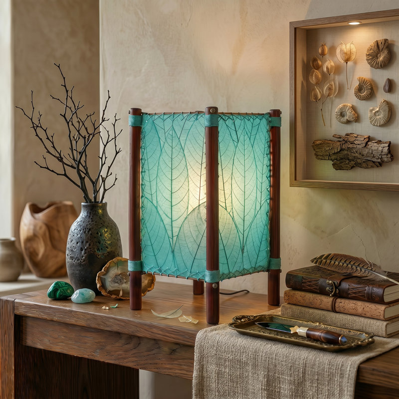 Lampe de table noire 15 po Conrado, Bleu mer