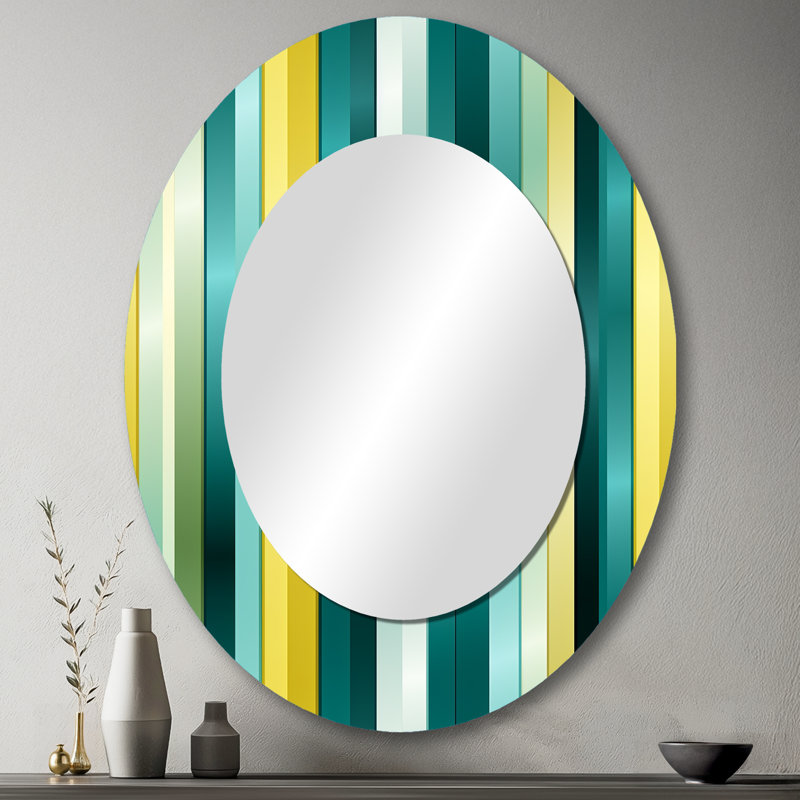 Grand miroir mural vert et jaune Harmony, H 43 po x l 33 po