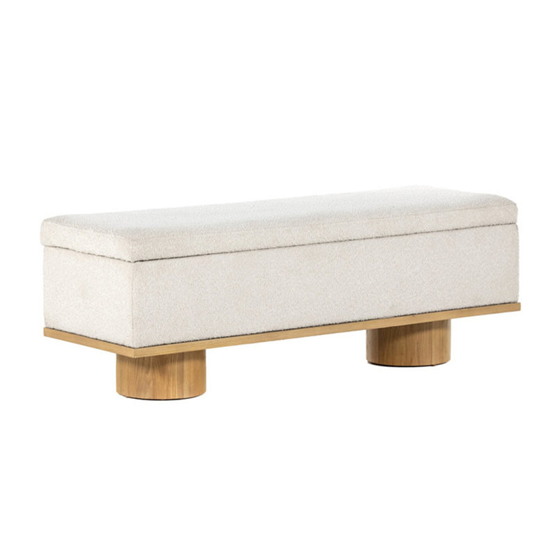 Repose-pieds de rangement en bois massif scandinave, 17.72'' H X 39.37'' W X 17.72'' D