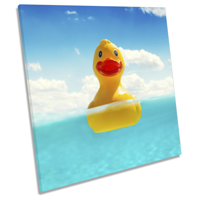 Z1095 Rubber Duck Bathroom 1 Piece Wrapped Canvas Wall Art, 60cm H x 60cm W x 2cm D