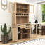 Garde-manger autoportant en bois avec portes en verre trempé, tablettes réglables et porte-bouteilles-1011580386