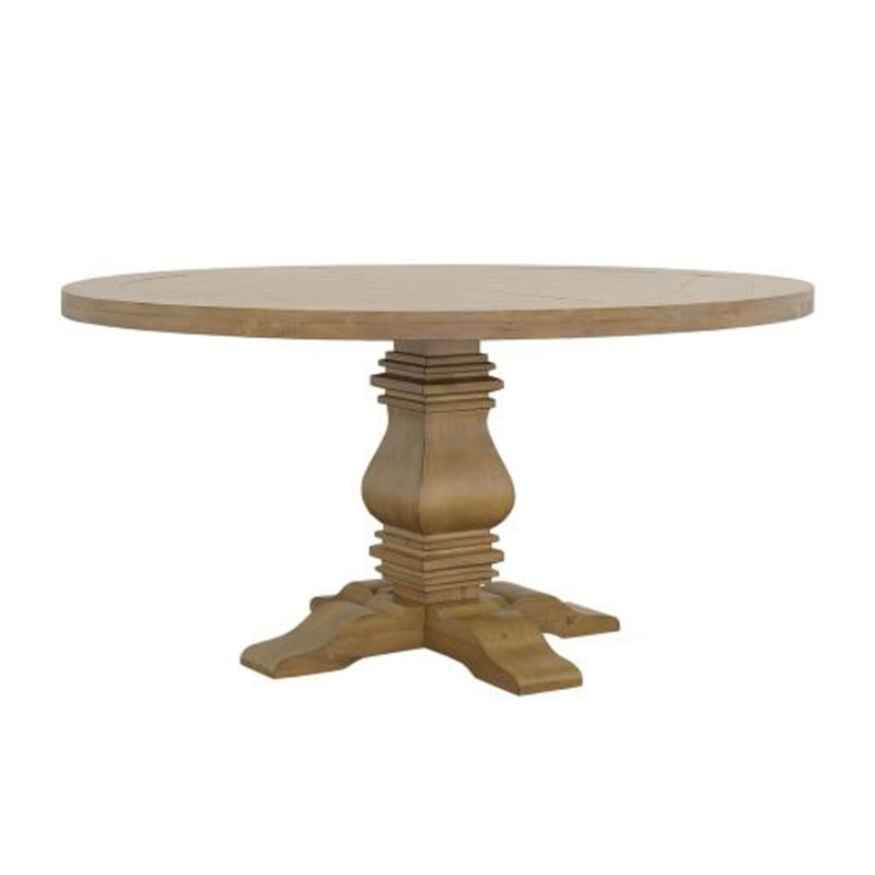 Rustic Smoke Round Reclaimed Wood Dining Table for Six