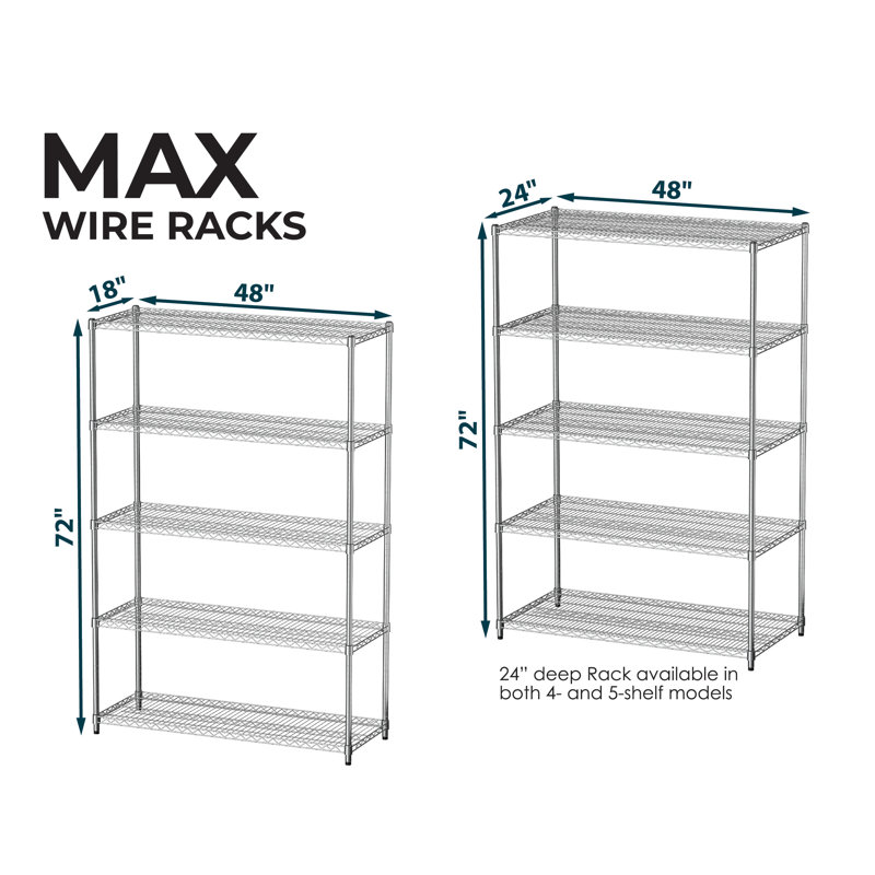 Everest Heavy-Duty 5-Tier Chrome Steel Utility Shelving Unit
