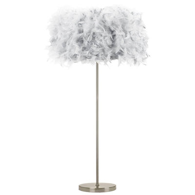 Mcclellan Modern and Chic Real Feather Floor Lamp with Base and Switch