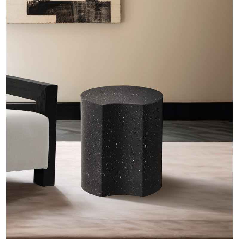 Table de bout Hylie, Noir / noir Terrazo, H 20 po x l 18 po x P 18 po