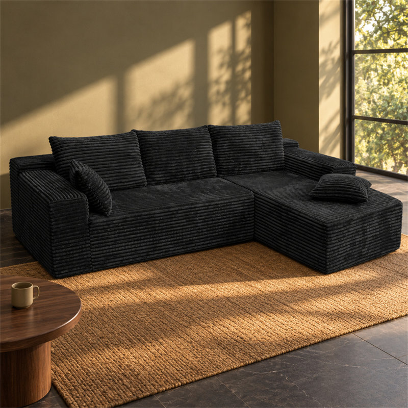 3 Seater Corduroy Corner Sofa