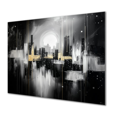 «Geometric Night New York Cityscape», impression métallique de paysage urbain