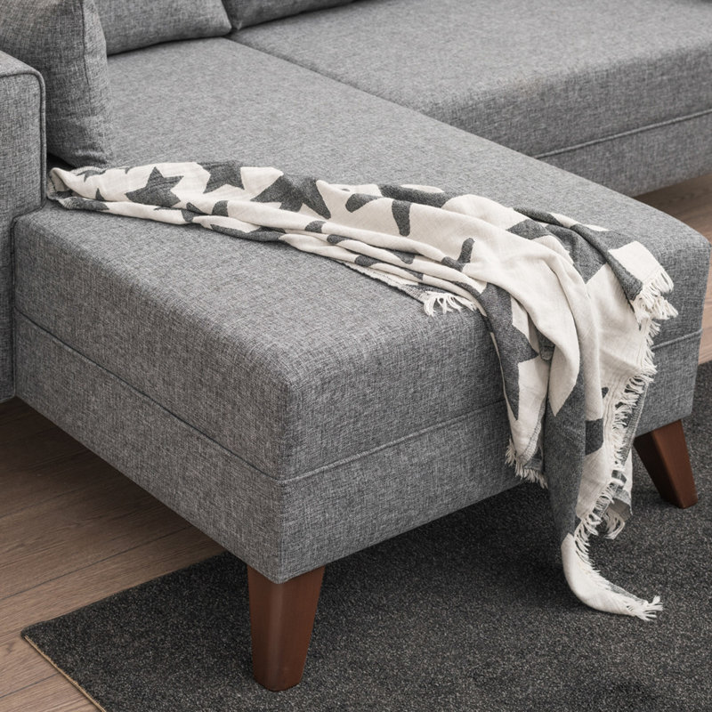 Modern Corner Sofa Bed, Grey, 80.7 x 33.5 x 55.1 inches | 100% Polyester Fabric, Wood/MDF Frame | Easy Clean, Scandinavian Design | Comfortable 28 DNS Foam Cushioning | Perfect for Small Spaces & Guest Rooms