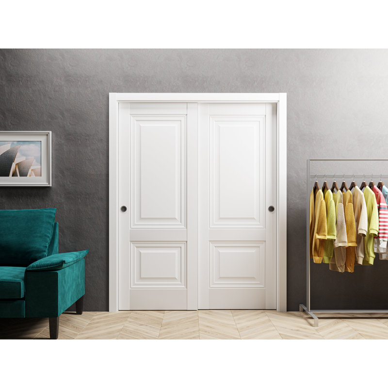 Portes blanches à panneau coulissant Lucia, 64 po x 96 po